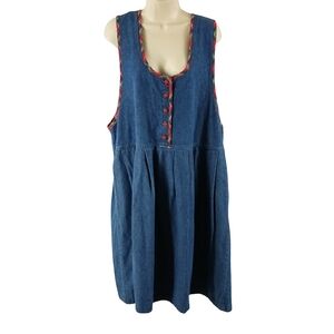 Vintage Bryn Connelly Blue Denim Midi Jumper Dress